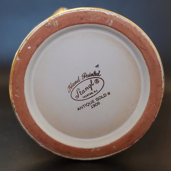 1950's Stangl 22kt Antique Gold Matte Light Turquoise 7 3/4" Pottery #1906 - Picture 6 of 9